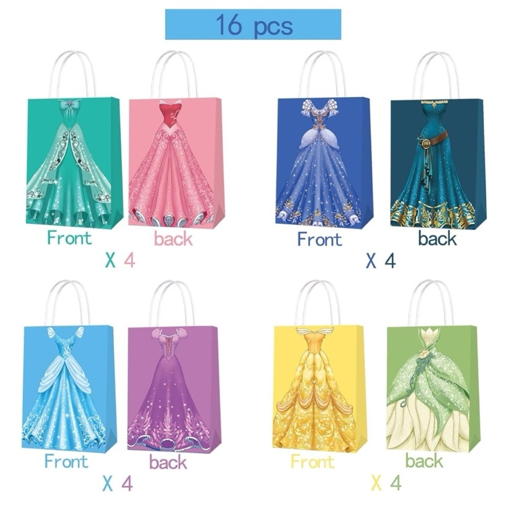 NWOT Disney Princess Dress Party Favor Bags 16 Pack Party Supplies  🧸2/$10🧩3/$12
